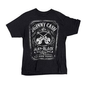 dark gray & white Johnny Cash t-shirt mens LARGE tee guitars Man in Black